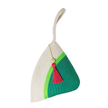 Handle Clutch Bag - Green & Neon Green Poly