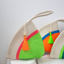 Handle Clutch Bag - Neon Green & Neon Pink Poly