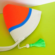 Handle Clutch Bag - Neon Orange & Ocean Blue Poly
