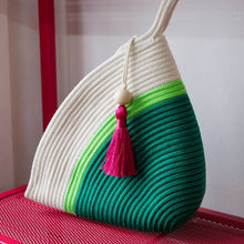 Handle Clutch Bag - Green & Neon Green Poly