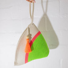Handle Clutch Bag - Neon Green & Neon Pink Poly