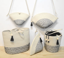 Handle Clutch Bag - Stitched Polka Dot Block