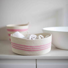 Oval Basket M - Banana Yellow Swirl Striped