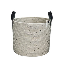 Leather-Trim Cylinder Basket - Polka Dot