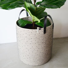 Leather-Trim Cylinder Basket - Polka Dot