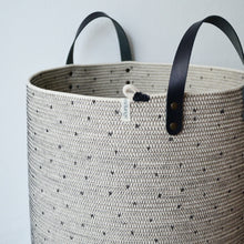 Leather-Trim Cylinder Basket - Polka Dot