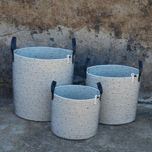 Leather-Trim Cylinder Basket - Polka Dot