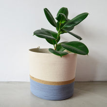 Cylinder Basket - Jute & Blue-Grey