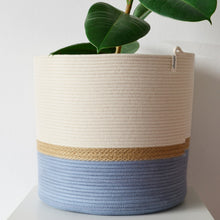 Cylinder Basket - Jute & Blue-Grey