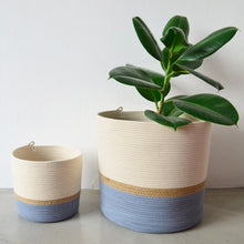 Cylinder Basket - Jute & Blue-Grey