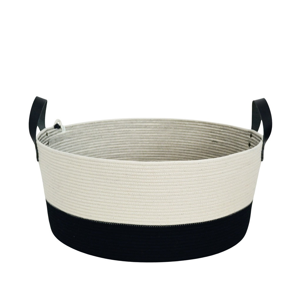Leather-Trim Storage Basket Liquorice S – Mia Mélange