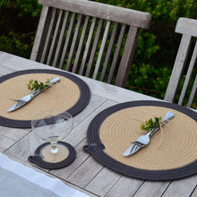Placemats & Coasters (set of 4 each) - Charcoal Jute Jungle
