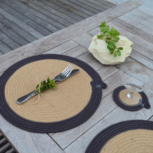 Placemats & Coasters (set of 4 each) - Charcoal Jute Jungle