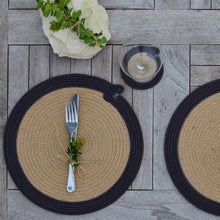 Placemats & Coasters (set of 4 each) - Charcoal Jute Jungle