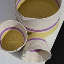 Conical Basket - Banana Yellow & Berry Purple Block & Striped