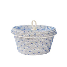 Lidded Bowl Basket - Stitched Polka Dot