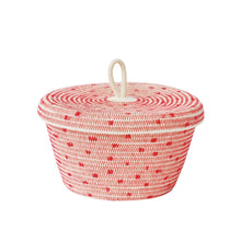 Lidded Bowl Basket - Stitched Polka Dot