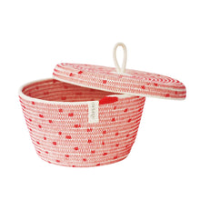 Lidded Bowl Basket - Stitched Polka Dot