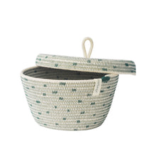 Lidded Bowl Basket - Stitched Polka Dot