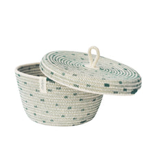 Lidded Bowl Basket - Stitched Polka Dot