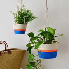 Hanging Planter - Ocean Blue & Neon Orange