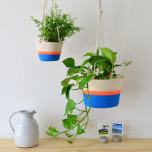 Hanging Planter - Ocean Blue & Neon Orange