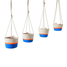 Hanging Planter - Ocean Blue & Neon Orange