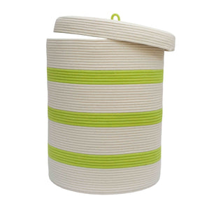 Lidded Cylinder Basket XLT - Pistachio Green Striped
