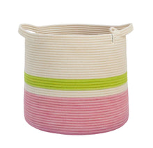 Conical Basket - Strawberry Pink & Pistachio Green Block & Striped