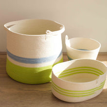 Conical Basket - Pistachio Green & Bubblegum Blue Block & Striped
