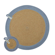 Placemats & Coasters (set of 4 each) - Jute & Blue-Grey