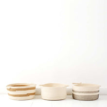 Handle Basket - Ivory & Jute Stripes
