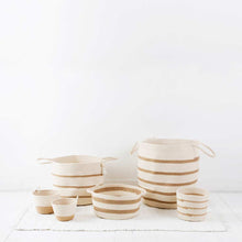 Floor Basket - Ivory & Jute Stripes