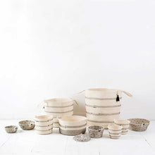 Lidded Bowl Basket - Stitched Polka Dot