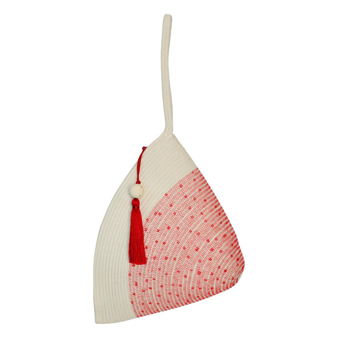 Handle Clutch Bag - Stitched Red Polka Dot Block