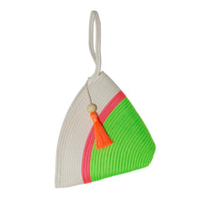 Handle Clutch Bag - Neon Green & Neon Pink Poly