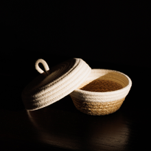 Petite Lidded Basket - Jute & Cotton