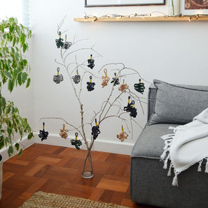 Christmas Decorations - Grey & Gold Squiggles (4)