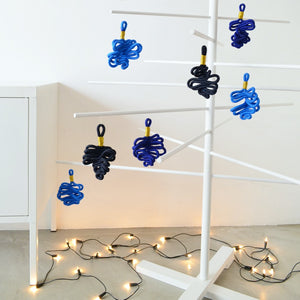 Christmas Decorations - Blues & Gold Squiggles (6)