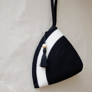 Handle Clutch Bag - Black & Ivory