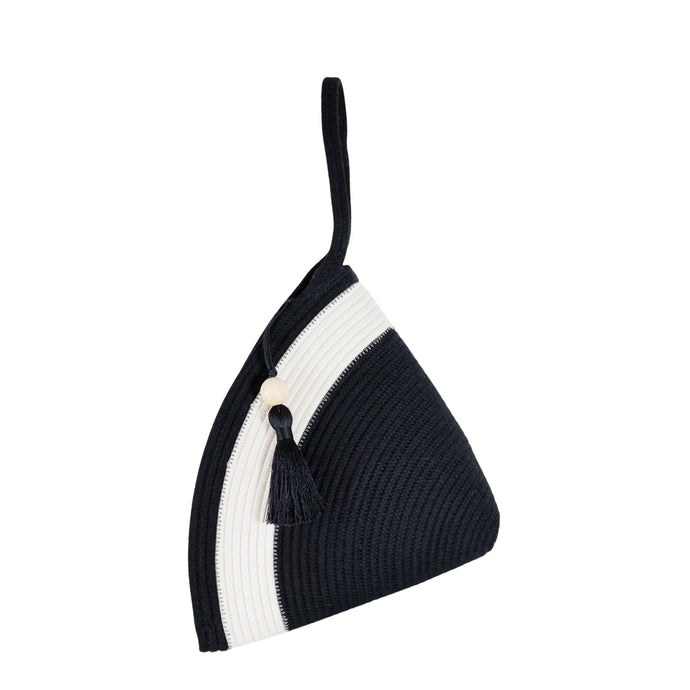 Handle Clutch Bag - Black & Ivory