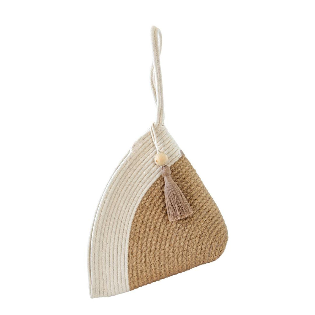 Handle Clutch Bag - Jute & Ivory Block