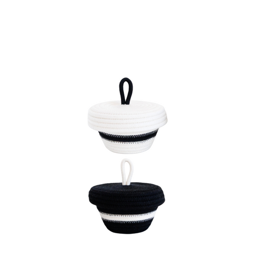 Petite Lidded Basket - Monochrome