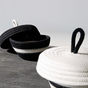 Petite Lidded Basket - Monochrome