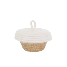 Petite Lidded Basket - Ivory and Jute