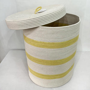 Lidded Cylinder Basket XLT- Banana Yellow Striped - SALE