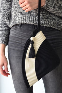 Handle Clutch Bag - Black & Ivory