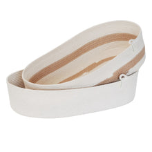 Oval Basket - Ivory & Jute Stripes