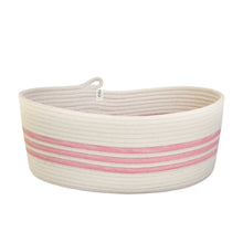 Oval Basket M - Strawberry Pink Swirl Striped