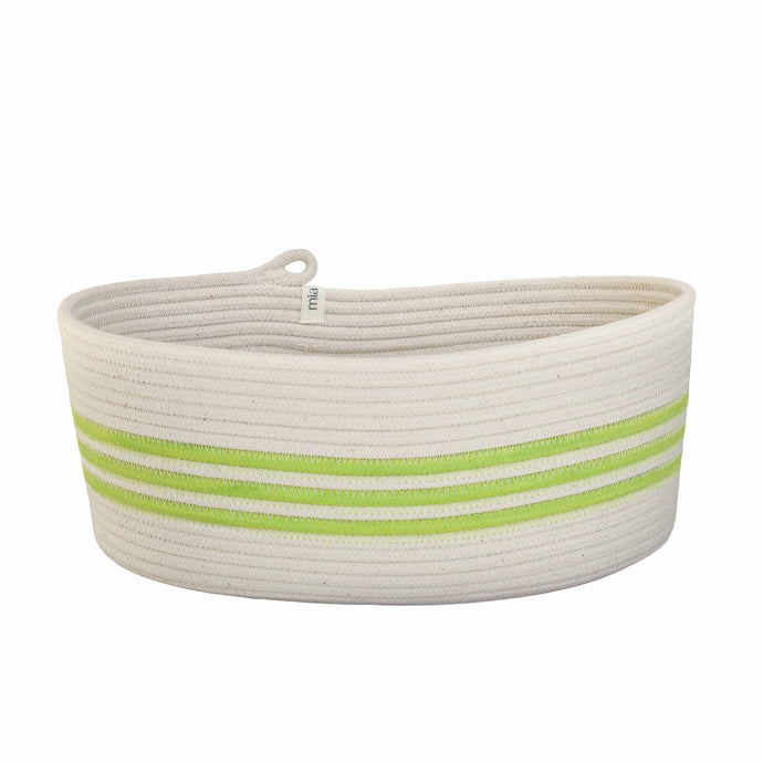 Oval Basket M - Pistachio Green Swirl Striped